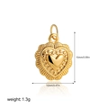 Polished 18K gold heart pendant with textured edges and 15mm height for DIY necklaces - Heart T236_7