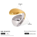 Minimalist gold and silver two-tone stainless steel wide ring with waterproof feature - US 8 / Wide Irregular Open Style (NB-R24333)