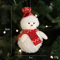 Plush Christmas snowman pendant with red white knit hat hanging on a green tree - Plush Snowman B