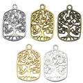 Five vintage alloy Tree of Life charms in gold, silver, and bronze finishes for DIY jewelry - Square Tree of Life 22x14mm / KC Gold