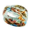 Detail shot of the mint green yoga headband with tropical leaf patterns and front knot - Mint Green Tropical Leaves (25)