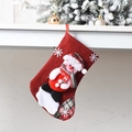 Large red plaid Christmas stocking featuring a 3D snowman doll and snowflake details - E3-2 Medium Lotus Body Sock Snowman