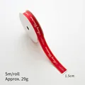 Red 1.5cm Merry Christmas gold foil ribbon roll for holiday gift wrapping and decor - Red Letter / 1.5cm Wide-5m/Roll