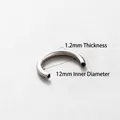 Titanium hoefijzer piercing in zilveren kleur, dikte 1,2 mm met binnendiameter van 12 mm - Accessoire 004 - Hoefijzerring - 12*12mm (enkel) / Accessoire 004-Titanium 0.9 Draad