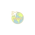 Globe enamel pin with airplane and explore text in golden finish for travelers - Globe (XZ4107)