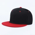 Klassische Hip-Hop-Baseballkappe mit flachem Schirm in Schwarz und Rot aus Twill - Schwarz & Rot