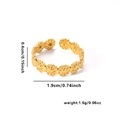 Detail of 18k gold plated flower ring showing width, diameter and weight measurements - Adjustable Open / Gold Continuous Daisy Style (TYGR0107)
