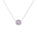Minimalist silver necklace with round purple crystal pavé pendant for women - February Violet - Silver