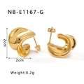 Detailed size view of chunky twisted 18K gold plated geometric earrings with dimensions - 18K Gold / Gold Style (NB-E1167-G)