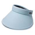 Light blue knitted sun visor with white piping and breathable open top design - One Size / Blue