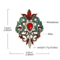 Vintage gold brooch with colorful rhinestones and red teardrop gem, 7.5cm size - Vintage Palace Water Drop Style (YHCP6507)