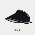 Visera de sol negra para mujer con bordes blancos en contraste y copa abierta - Ajustable / Estilo de Diadema / Negro