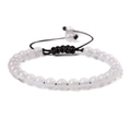Handmade 6mm translucent grey natural stone bead bracelet with adjustable black braided cord - 6mm / Agate