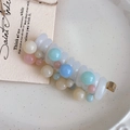 Cute colorful spiral hair ties with blue pink and beige beads for young girls - White/Mixed Pastel Beads