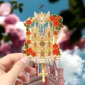 Calamita Cattedrale del Sacro Cuore in metallo dorato con ciondolo e fiori - Cattedrale del Sacro Cuore Stile 1