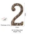 Vintage black gold cast iron house number 2 with mounting screws and 14cm height - Number 2