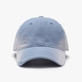 Classic light blue washed cotton baseball cap with vintage distressed brim details - Gray Blue