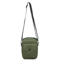 Bolso de lona verde oliva con correa ajustable y bolsillo frontal con broche - Verde