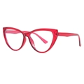 Fashionable transparent red cat-eye glasses frame with sleek minimalist design - Transparent Red