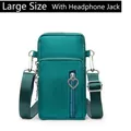 Lake green mini phone bag large size with earphone hole and heart zipper pull - Large (With Headphone Jack) / Green