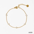 Elegante bracciale in oro con zirconi, cinque pietre preziose e chiusura a moschettone - Cavigliera d'Oro (A683)
