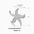 Seestern Ring aus silbernem Edelstahl mit strukturierter Textur im Ozean-Stil - Silber