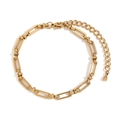 Bracciale minimalista in acciaio inossidabile placcato oro 14K con maglie a graffetta - Oro