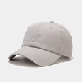 Close-up of distressed brim details on a washed cotton vintage ponytail baseball cap - Adjustable / Gray