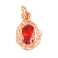 Rose gold copper pendant with oval red zircon in a four-claw setting for DIY jewelry - L229092-Red Rose Gold