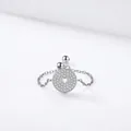 S925 sterling silver chain ring with a sparkling pavé star disc and adjustable beads - Adjustable Open / Silver