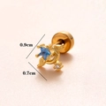 Puce d'oreille dorée avec étoile bleue et zircon, dimensions de 0.9cm affichées - Or 5#-Étoile Lune Bleue / Or