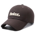 Dark brown cotton baseball cap with Relax 3D embroidery and adjustable strap back - Adjustable / Gray