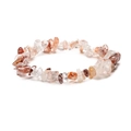 Detailed macro view of natural irregular red and white crystal gravel handmade bracelet - Red Crystal