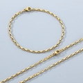 Minimalist gold stainless steel box chain necklace and bracelet set with secure clasp - 1.8mm / Bracelet 19CM / Gold