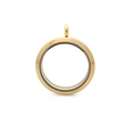 Golden round floating locket pendant with glass windows for charms and keepsakes - 35mm Gold Color - Screw Open