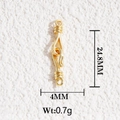 Detail view of 18K gold plated brass lobster clasp with 24.8mm length and 0.7g weight - Gold Long Bar Connector