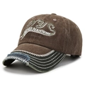 Vintage brown and green washed cotton baseball cap with NYC embroidery and distressed brim - Coffee