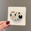 Pince à cheveux vache pailletée argentée pour filles sur carte blanche - Vache à Paillettes Argentées