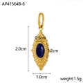 Bohemian gold plated stainless steel pendant with oval blue natural stone 2.0x1.0cm - Leaf Gold With Deep Blue Stone (AP41564B-8)
