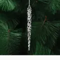 Clear acrylic Christmas icicle ornaments, 130mm long transparent tree hanging decor set - 130mm Multi-faceted Icicle