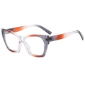 Retro cat-eye sunglasses featuring unique transparent orange and grey gradient frames - Anti-Blue Light Plain Lens / Grey Orange Frame