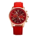 Orologio Geneva da donna al quarzo con cinturino in pelle di coccodrillo rossa e numeri romani - Rosso