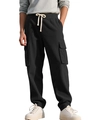 Pantaloni cargo uomo in velluto a coste nero con coulisse e tasche laterali a patta - S / Nero
