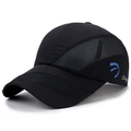 Herren Mesh-Baseballkappe in Schwarz und Blau aus schnelltrocknendem Gewebe für Sport - Schwarz (Top-Schnalle Seitenstil)