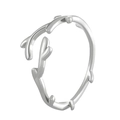 Anillo de rama de plata con diseño minimalista de asta ajustable para mujer - Estilo 4799 / Plata (Estilo de Hombre)