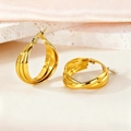 Three-layer layered gold circular hoop earrings on silk and marble background - 25mm (PJER256) / Gold