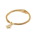 Bracciale dorato a doppio strato con ciondolo Mano di Fatima e chiusura a molla - Stile Mano di Hamsa Dorata (KB130348-Z)