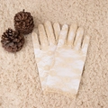 Elegant beige floral lace long gloves for weddings and sun protection in a soft design - One Size / 22cm Beige