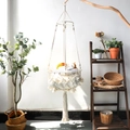 Amaca per gatti in cotone intrecciato a mano con cuscino morbido e nappe boho - Cuccia per Gatti 40cm (m01167)