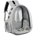 Gray panoramic pet backpack with transparent window and nine ventilation holes - Gray